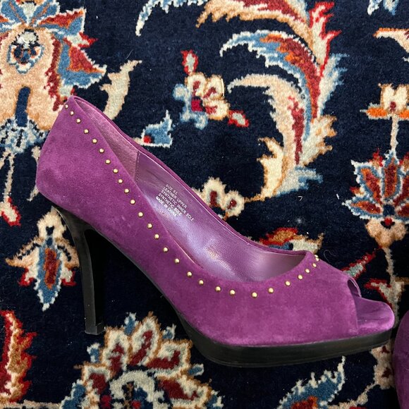 Purple Peep-Toe Pumps - Picture 1 of 2